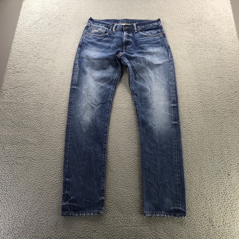RRL Jeans Mens 31x32 Blue Slim Fit Faded Distressed Double Ralph Lauren Union
